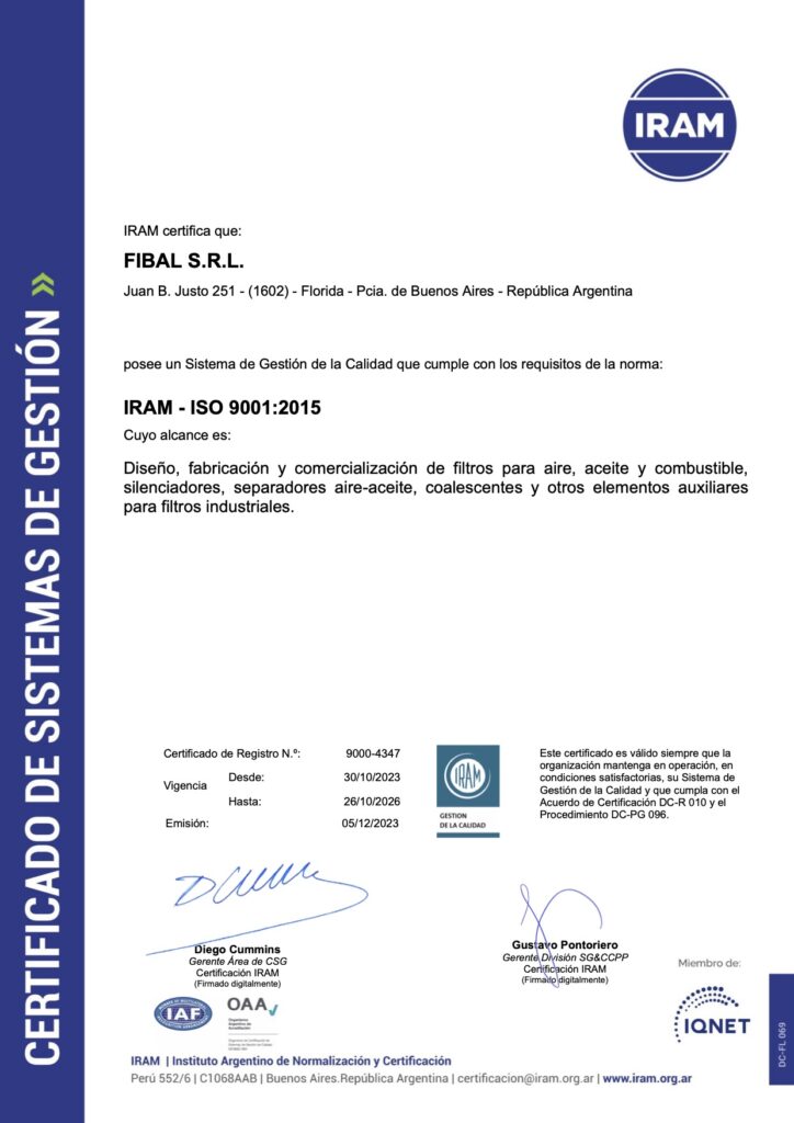 FIBAL S.R.L. 9001 iram 2023